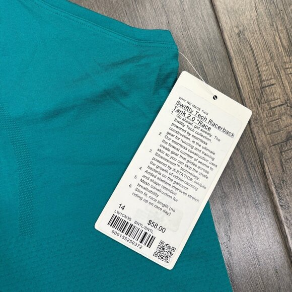 Lululemon NWT Swiftly Tech Racerback Tank Top 2.0 *Waist Length Sonic Teal - Picture 11 of 12